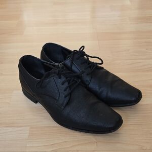 Calvin Klein Black Faux Leather Benton Oxford Lace Up Size 7.5
